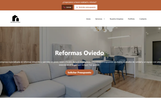 Captura de escritorio del caso "Liderando el sector de las reformas en Oviedo en menos de 6 meses"